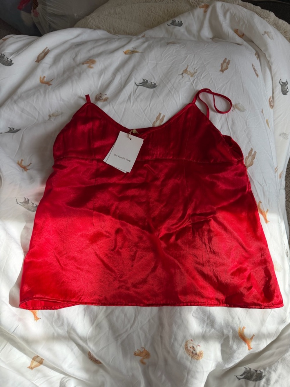 The Frankie Shop Red Silk Cami Top
